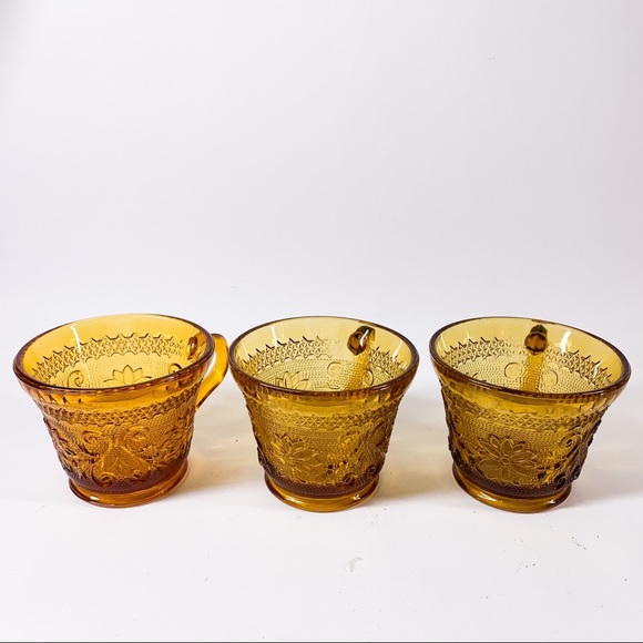 Vintage Tiara Indian Glass Cups Set of 3